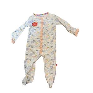 Magnetic Me Sleeper Baby Girls 3-6 Months Floral Modal Footed Pajamas Magnetic